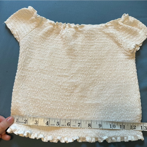 Brandy Melville “Charlene” White Smocked Ruffle Crop Top - Picture 10 of 10